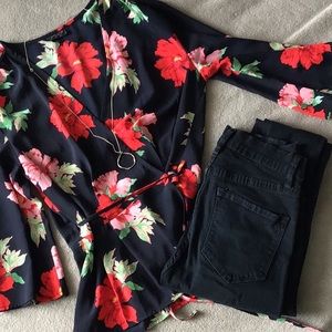 2 for $15 Topshop flower wrap top